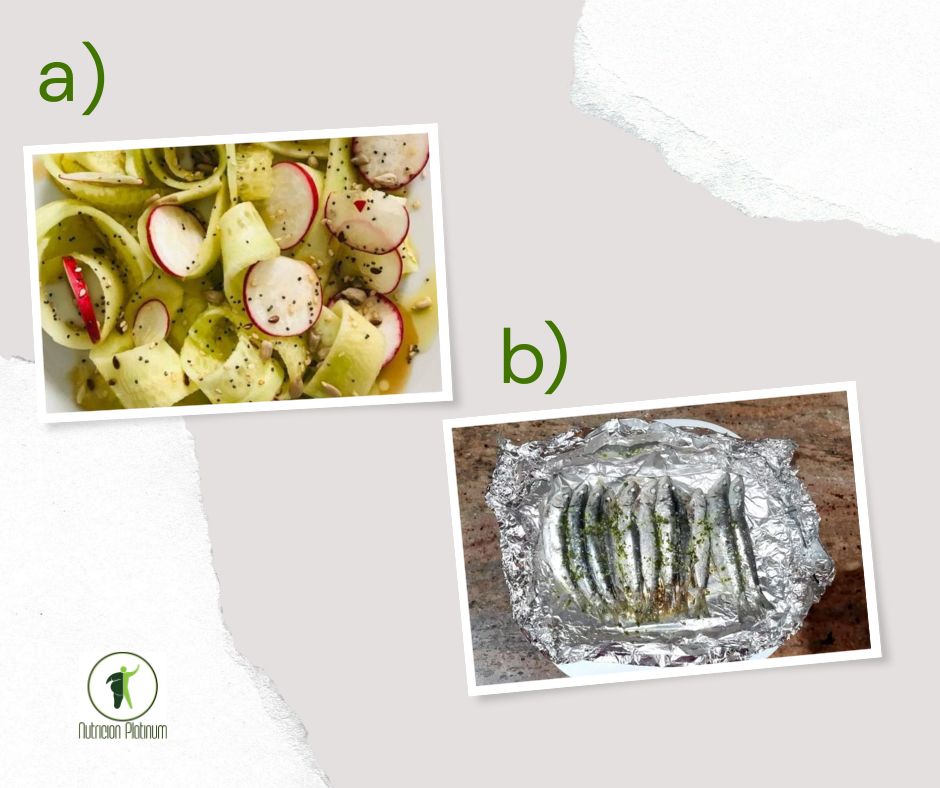 Ensalada de pepino y rábanos con sardinas en Papillote